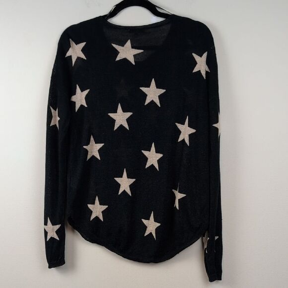 Rails Black and Cream Star Patterned Linen Top Lightweight Sweater Size M - Picture 9 of 11